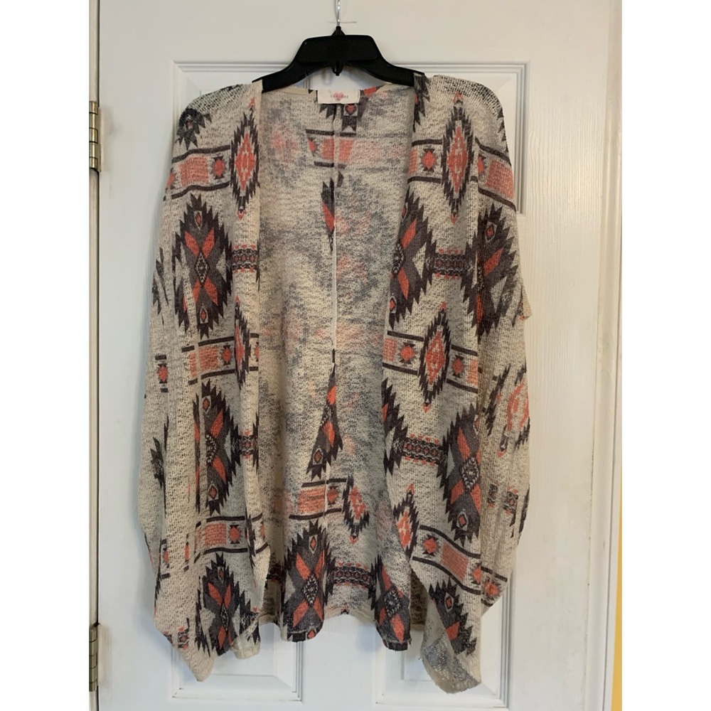 Women's Aztec Patterned Open Front Cardigan